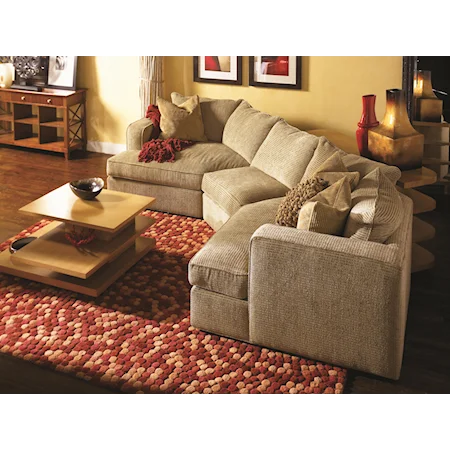 Sectional Sofa with 2 End Angle Chaises and Track Arms